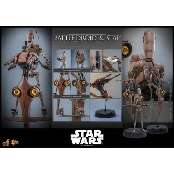 STAR WARS Set Figurine Battle Droid & STAP Hot Toys