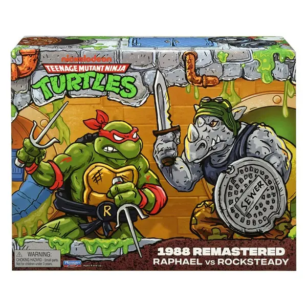 TORTUES NINJA Figurines Raphael vs Rocksteady 1988 Remastered Playmates
