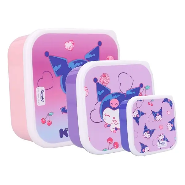 Sanrio - Pack 3 boîtes à goûter Kuromi Fresh Bites