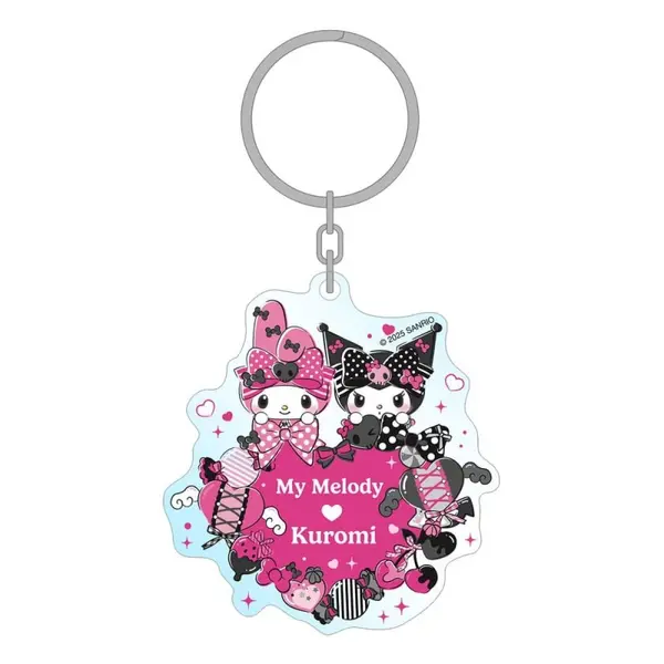 Sanrio - Porte-clés Pink Black Party Series My Melody & Kuromi 7 cm