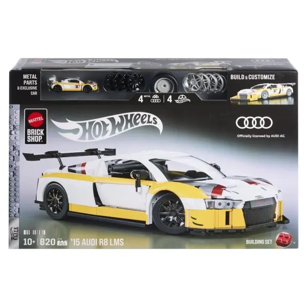 Hot Wheels - Jeu de construction Elite Mattel Brick Shop 1/16 '15 Audi R8 LMS