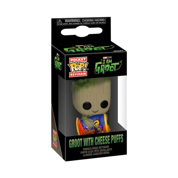 GROOT WITH CHEESE PUFFS JE S APPELLE GROOT PORTE-CLES POCKET POP VINYL 4 CM