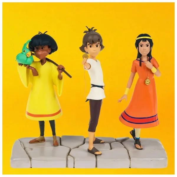 Statues Les Mysterieuses Cites D'Or - Pack 3 Personnages Esteban Tao Zia LMZ Animated 16cm