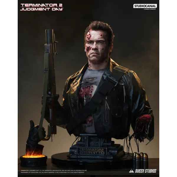 TERMINATOR 2 Buste Taille Réelle T-800 Battle Damaged Queen Studios