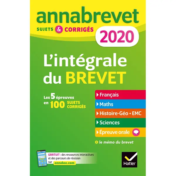ANNALES DU BREVET ANNABREVET 2020 L'INTEGRALE 3E - POUR SE PREPARER AUX 4 EPREUVES ECRITES ET A L'EP