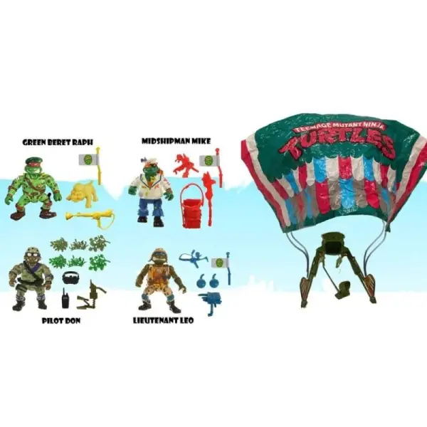 Tortues Ninja Classic - Pack de 4 figurines Tortues Ninja Classic Sewer Heroes avec Parachute