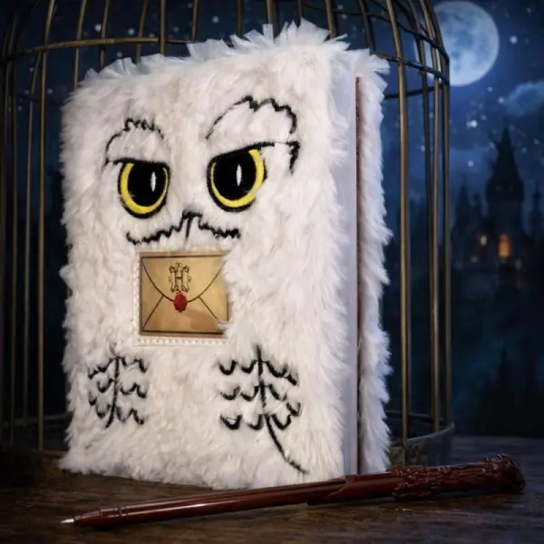 Harry Potter - Set Carnet de notes en peluche avec stylo Hedwig Magical Locations