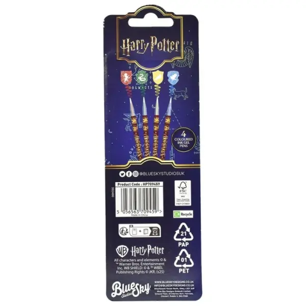 Harry Potter - Pack 4 stylos gel Harry Potter Magical Locations