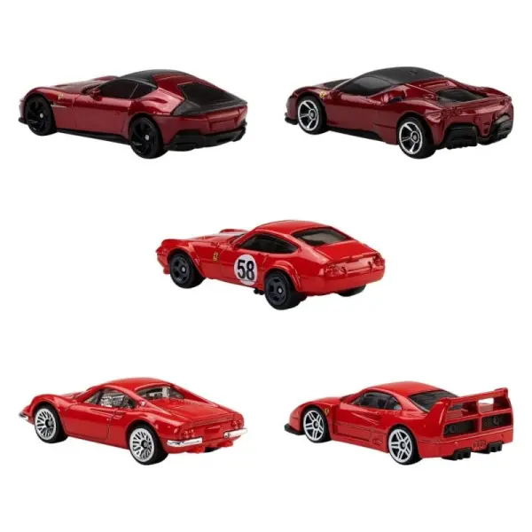 Hot Wheels - Pack 5 véhicules Hot Wheels Ferrari Die-Cast 1/64