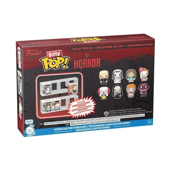 Warner Brothers - Horror pack 4 figurines Bitty POP! Vampire David, La Llorona, Regan et Pennywise 2,5 cm